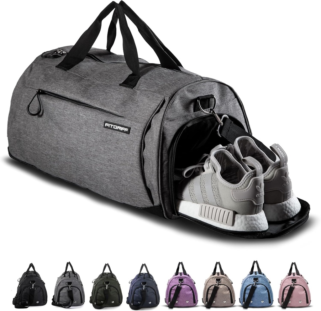Fitgriff® Gym Bag for Men & Women with Shoe & Wet Compartment - Duffle Bag for Travel, Sports, Fitness & Workout