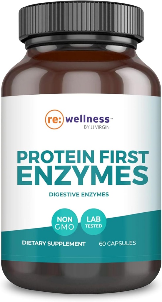 Reignite Wellness by JJ Virgin | Protein First Enzymes | Betaine HCI with Pepsin & Enzyme Supplement | Support for Gut Health, Digestion, Occasional Bloating & Gas | 60 Capsules
