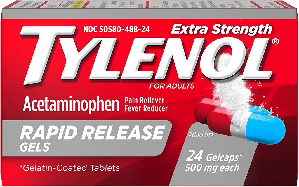 Tylenol Extra Strength Rapid Release Gelcaps - 24 ct, Pack of 2