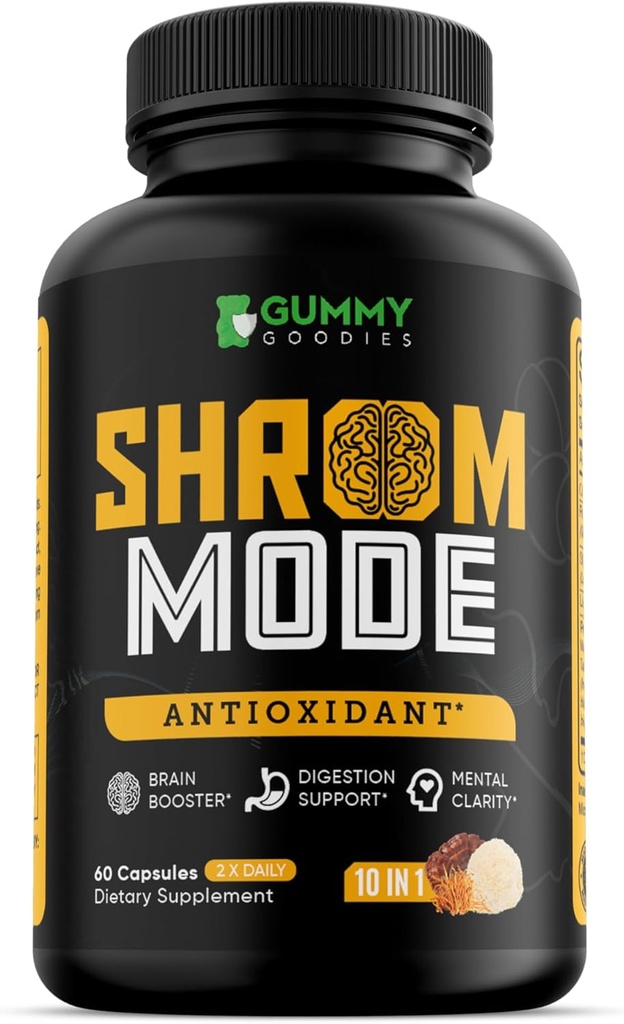 Organic Mushroom Supplement 10-in-1, Reishi, Lions Mane, Cordyceps, Chaga, Turkey Tail, Natural Immune & Cognitive Health Boost, 60 Veggie Capsules