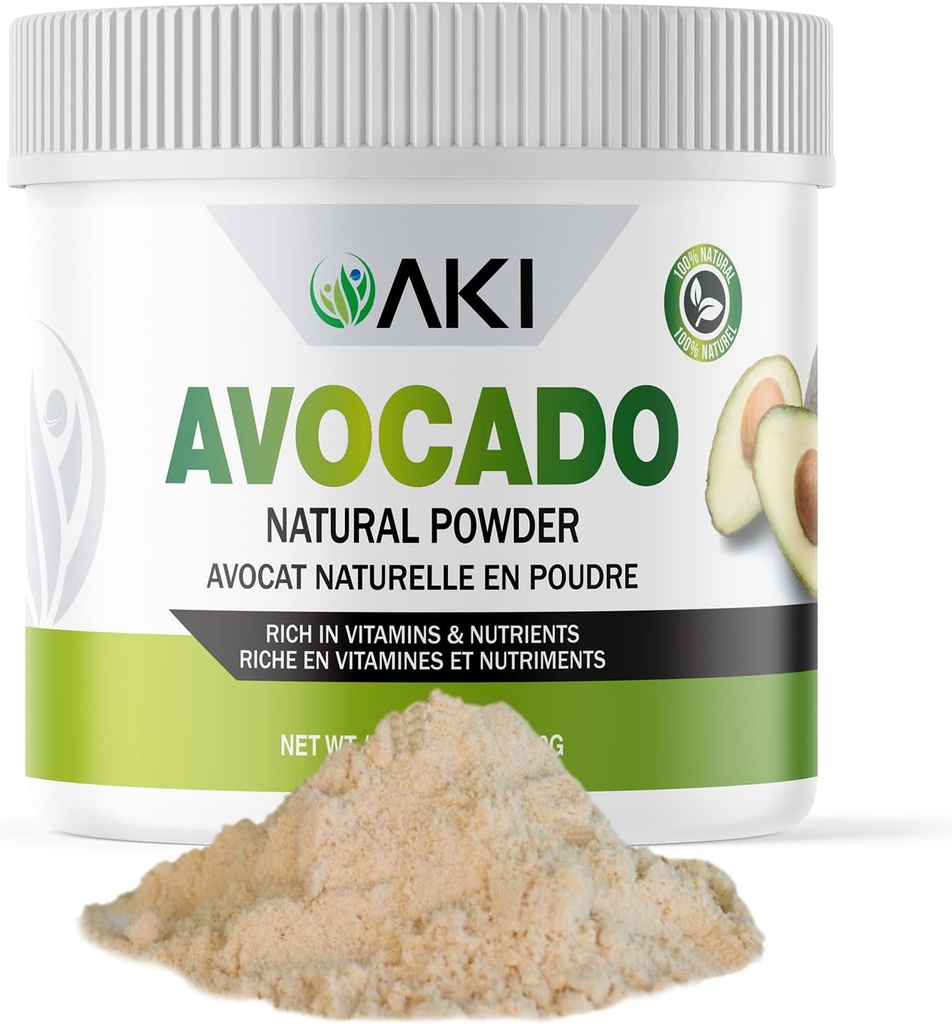 AKI Avocado Superfood Powder (6oz/170g) - Rich in Nutrients, Vitamins, Omega 3 & Antioxidants - Ideal for Smoothies, Yogurt or Milkshake Popsicles - Vegan & Non-GMO