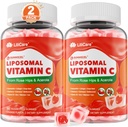 Liposomal Vitamin C 1000mg Filled Gummies for Adults & Kids 9+, 1660mg Blend w/Echinacea, Elderberry, D3, Zinc, Iron, Bioflavonoid, Astaxanthin, Natural Organic Chewable Vitamin C, Sugar Free, 2Pack