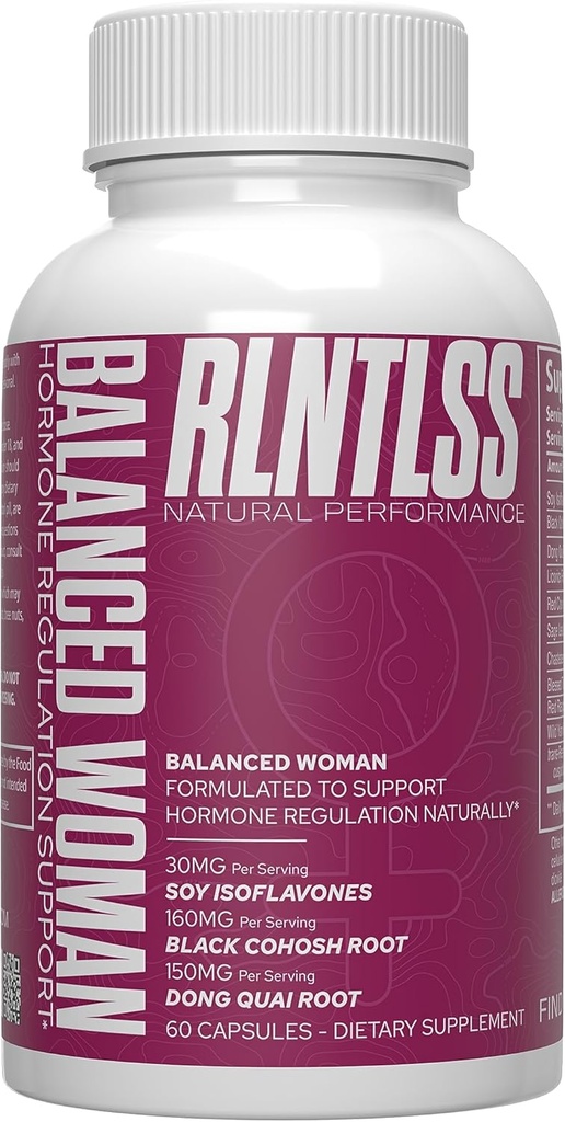 RLNTLSS Balanced Woman - Natural Hormone Regulation Support - 1250+ mg per Serving - Women’s Premium Hormonal Imbalance Supplement - 11 Active Ingredient Complex - Made in The USA - (60 Capsules)