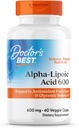 Doctor's Best Alpha-Lipoic Acid 600, Supports Antioxidant Function & Glycemic Balances, Non-GMO, Gluten Free, Vegan, Soy Free, 600 mg, 60 Veggie Caps