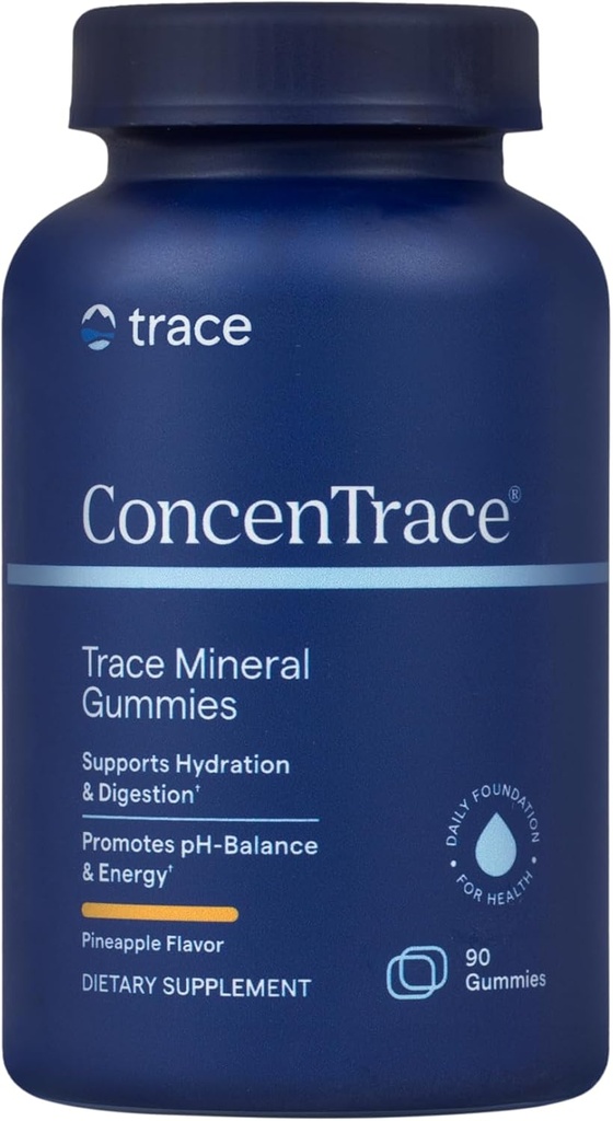 Trace Minerals | ConcenTrace Chewable Gummies Full Spectrum | Provide Potent Energy, Metabolic & Mood Support | Healthy Joints Bones and Teeth | Natural Pineapple | 90 ct