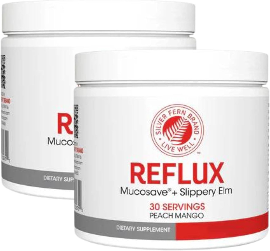 Reflux Digestive Supplement - Peach Mango Flavor - Each Tub = 30 Scoops = 30 Servings - Mucosal Support for Acid Issues - with Mucosave FG and Slippery Elm Bark (2 Tubs)