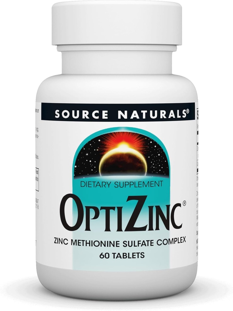 Source Naturals OptiZinc Zinc Methionine Sulfate Complex & Dietary Supplement - 60 Tablets