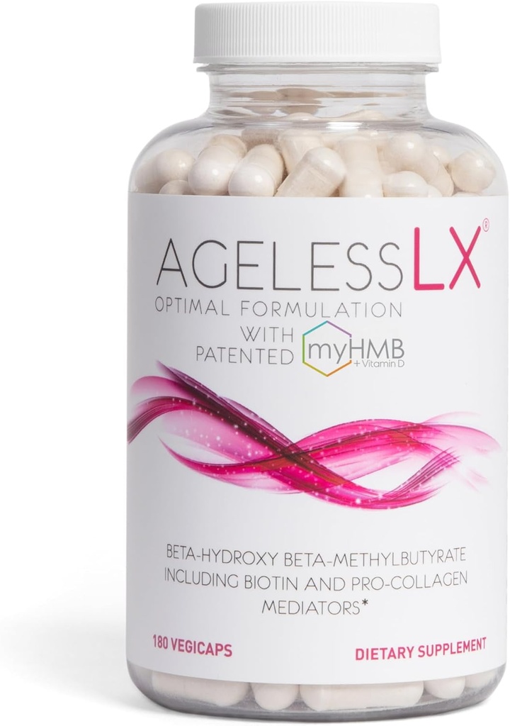AgelessLX HMB Supplements for Women - Collagen Enhancer Capsules - Anti-Aging for 40 + Lean Muscle Builder - Biotin, Vitamin D3 K2 Supplement for Youthful Skin - 60 Servings