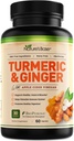 Nature's Base Turmeric and Ginger Supplement - with Curcumin, Apple Cider Vinegar & BioPerine Black Pepper Extract - 95% Curcuminoids - 60 Capsules