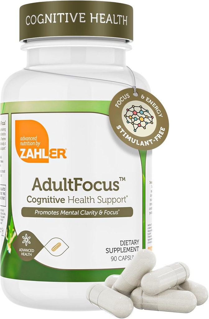 Zahler AdultFocus, Advanced Formula to Support Focus and Concentration, Certified Kosher, 60 Capsules