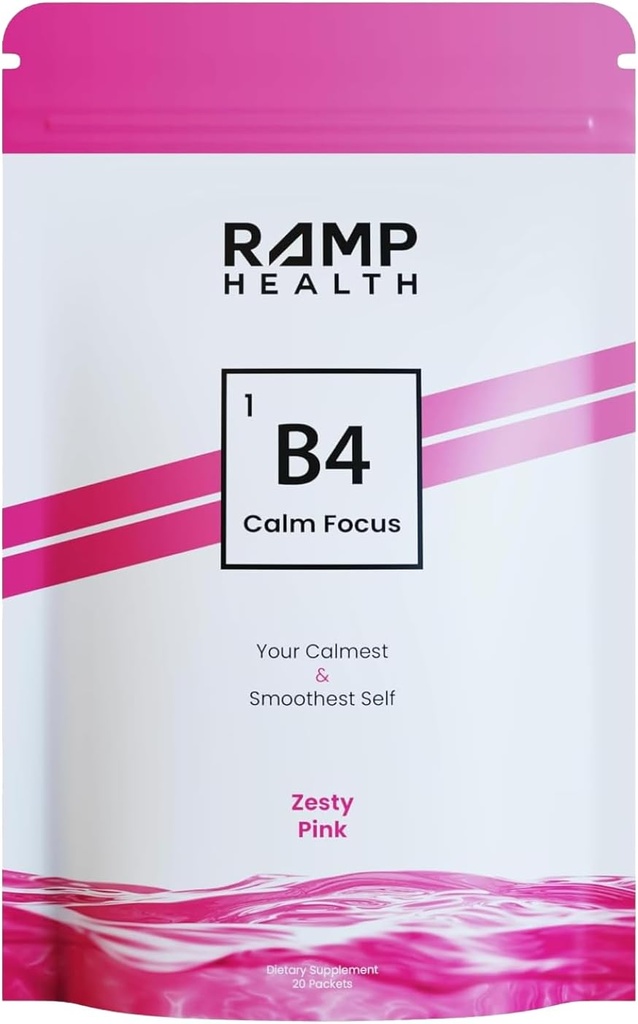 B4 - Supplement - Available in 6 Flavors - L-Theanine, Lemon Balm Extract, and More - 20 Count (20 Packets, Zesty Pink)