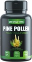 Pine Pollen Supplement wtih Ginger Root and Vitamin C, 99% Cracked Cell Wall,120 Veggie Capsules，Focus＆Immune Improve for Women and Men