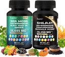 The Bundle of Shilajit and Sea Moss, Sea Moss, Black Seed Oil, Ashwagandha, Ginger, Shilajit, Rhodiola Rosea, Panax Ginseng,120 Capsules All in One Supplement,(1 Package).