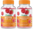 Lifeable Biotin + Magnesium, Gummies Bundle - Great Tasting, Vitamin Supplement, Gluten Free, GMO Free, Chewable