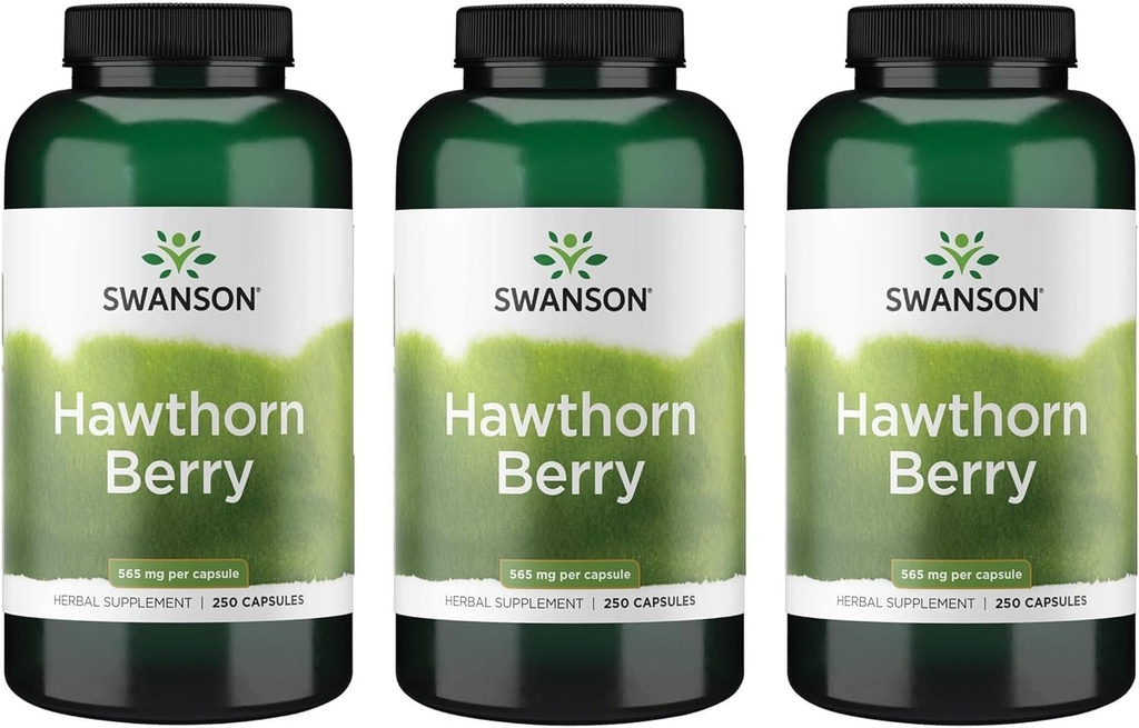 Swanson Hawthorn Berry Supplement- Antioxidant Flavonoids (250 Capsules, 565 mg Each) 3 Pack