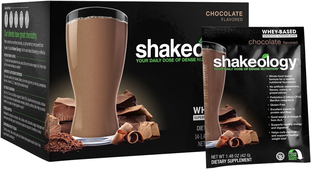 BODi Shakeology Whey-Based Protein Powder – Gluten-Free Superfood Shake with Vitamins & Minerals – Helps Support Healthy Weight Loss & Gut Health, Chocolate, 14 Individual Packets