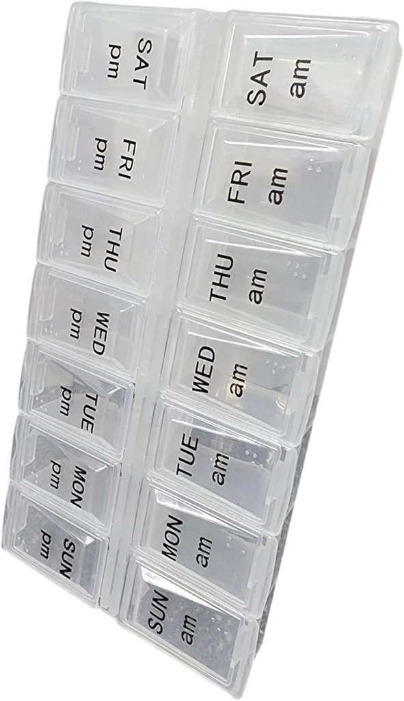 Twice a Day Pill Organizer, Weekly Day and Night Pill Container, Day and Night Medication or Vitamin for Morning or Night AM PM Separation (3)