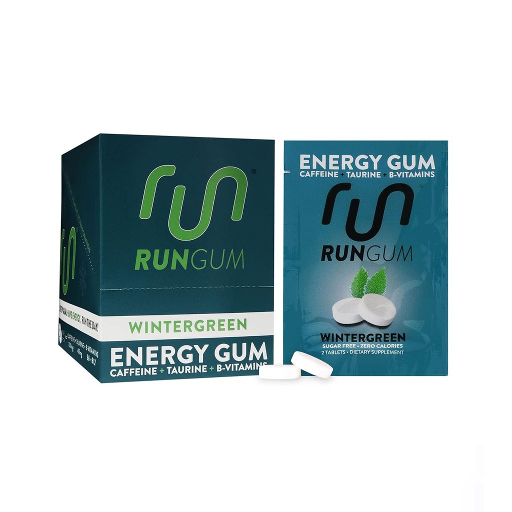 RUN GUM Wintergreen Box of Chewing Gum, 24 pieces (Pack of 12)
