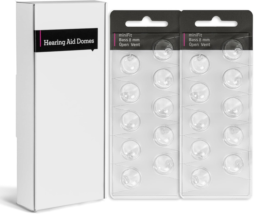 Hearing Aid Domes for oticon minifit bass 8mm Open Vent– Replacement Ear Caps, Silicone Ear Tips & oticon Accessories | Premium Oticon Hearing Aid Supplies for Comfort and Clarity (2PACK)