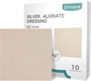 Dimora Upgrade 10 Packs Silver Antibacterial Alginate Wound Dressing Pads，Non-Stick Sterile Gauze，Highly Absorbent & Comfortable，4'' x 4'' Patches