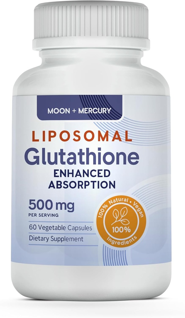 Liposomal Glutathione Non-GMO, Gluten Free 500mg Supplement - May Provide Immune Support, Liver Detox, Brain Health and Heart Health - 60 Glutathione Capsules