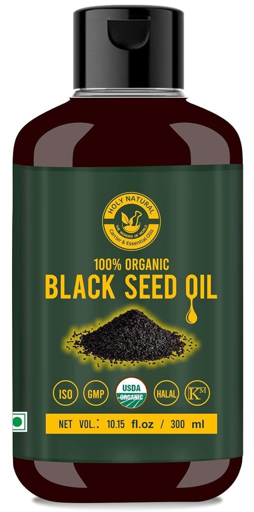 Black Seed/Nigella Sativa/Kalonji Seeds Oil (10.15 fl oz), Virgin Cold-Pressed, Pure & Natural, No GMO, Untreated Black Seed Oil – Source of Thymoquinone & Omega 3,6 & 9