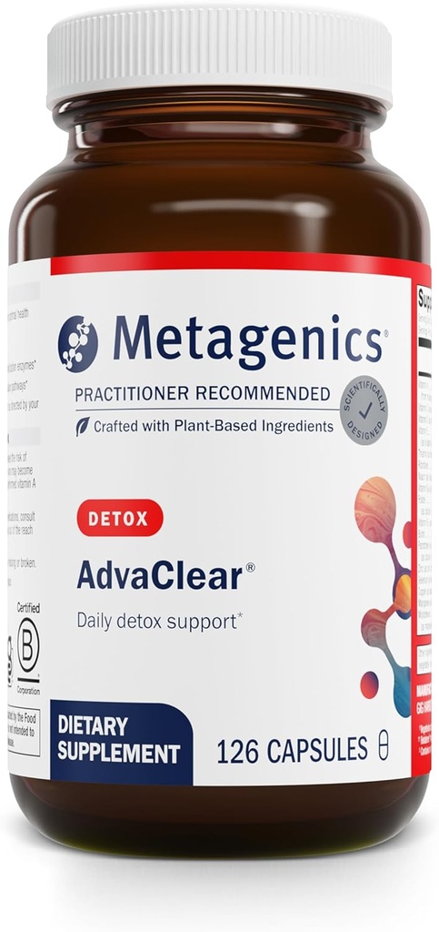 Metagenics AdvaClear - Daily Detox Support with B Vitamins, Zinc & Pantothenic Acid - Supports Liver & Immune Health* - Non-GMO, Gluten-Free, Vegan - GMP Certified Facility - 126 Capsules