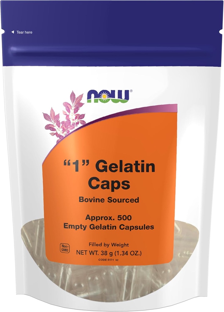 NOW Foods Supplements, Empty Gelatin Capsules, #1, Bovine Sourced, Filled by Weight, 500 Gel Capsules