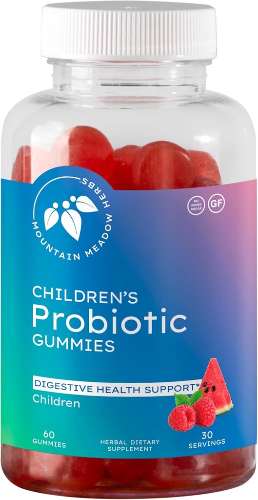 Mountain Meadow Herbs Children’s Probiotic Gummies for Kids | Digestive Regularity Support | Immune System + Microbiome Health for Kids | Ages 3+ No Added Sugar 60 ct.
