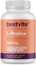 BESTVITE L-Proline 500mg (120 Vegetarian Capsules) - No Stearates - No Fillers - Vegan - Gluten Free - Non GMO