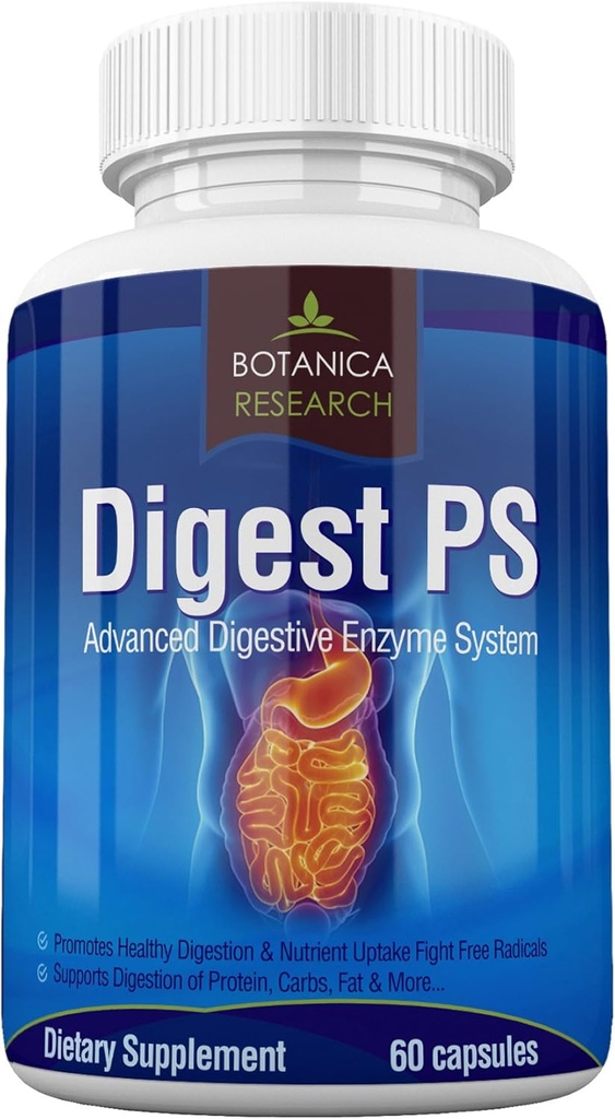 Digest PS: Advanced Digestive Multi Enzymes Support Supplement - Daily Essential Digestion System Cleanse: Bromelain, Lipase, Amylase, Lactase, Protease, Pectinase, Peptidase Vegetarian Capsule Pills