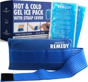 Perfect Remedy 2-Pack Gel Ice Packs for Injuries with Strap Cover, Flexible Hot Cold Compress, Soothing Soft Ice Packs for aid in Injuries Conditions, Alternative to Hot Water Bottles (Blue, Regular)