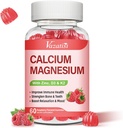 Calcium Magnesium Zinc Gummies with Vitamin D3 & K2, High Absorption Magnesium Glycinate Potassium for Immune and Calm Mood, Raspberry Flavor 60 Gummies