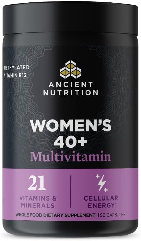 Ancient Nutrition Multivitamin for Women 40, Multi Vitamin and Immune Support with Vitamin D & C, 20 Vitamins and Minerals, Stress and Sleep Support, Supports Bone and Blood Health, 90 Capsules