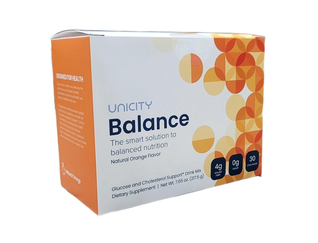 UNICITY BALANCE NATURAL ORANGE—Stay full longer by slowing carbohydrate absorption (30 Packets). Helps support a healthy digestive system and keeps your body well maintained (30-Day Supply)
