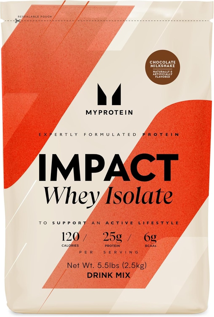 Myprotein Impact Whey Protein Isolate, 5.5 Lbs (79 Servings) Chocolate Smooth, 25g Protein, 3.5g Glutamine & 6g BCAA Per Serving, Protein Shake for Muscle Strength & Recovery