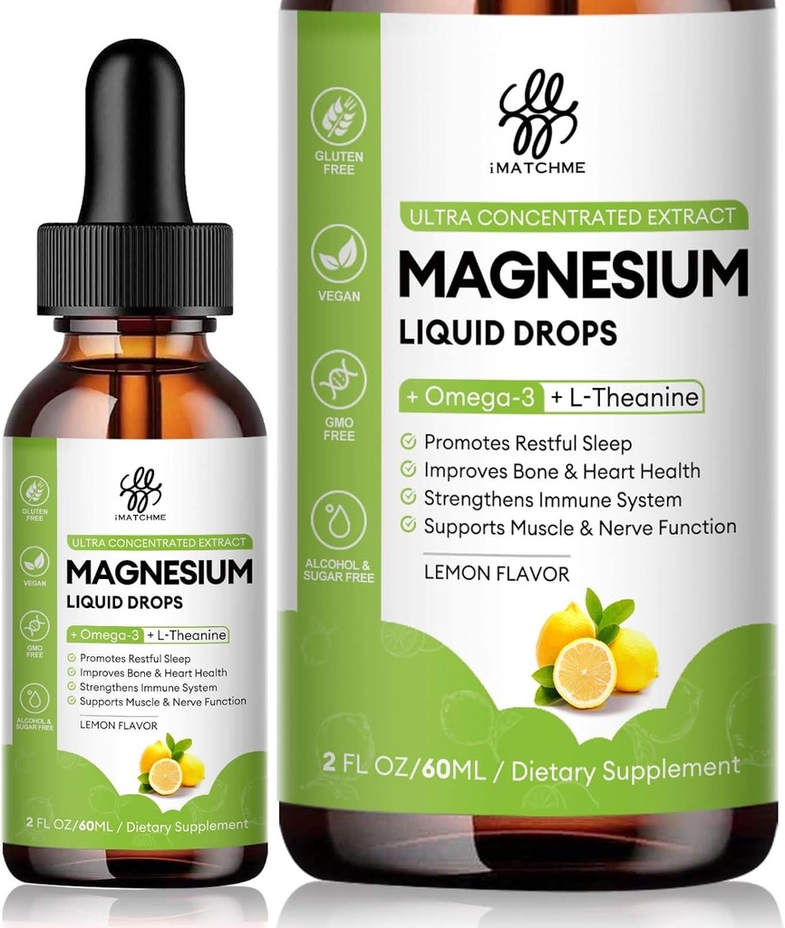 Magnesium Complex, Magnesium Glycinate, Oxide, Taurate and Citrate Liquid Drops, Lemon Flavor, 2 Fl Oz