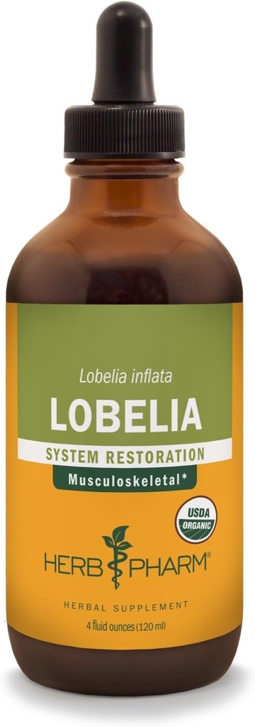 Herb Pharm Certified Organic Lobelia Liquid Extract for Musculoskeletal System Support - 4 Ounce
