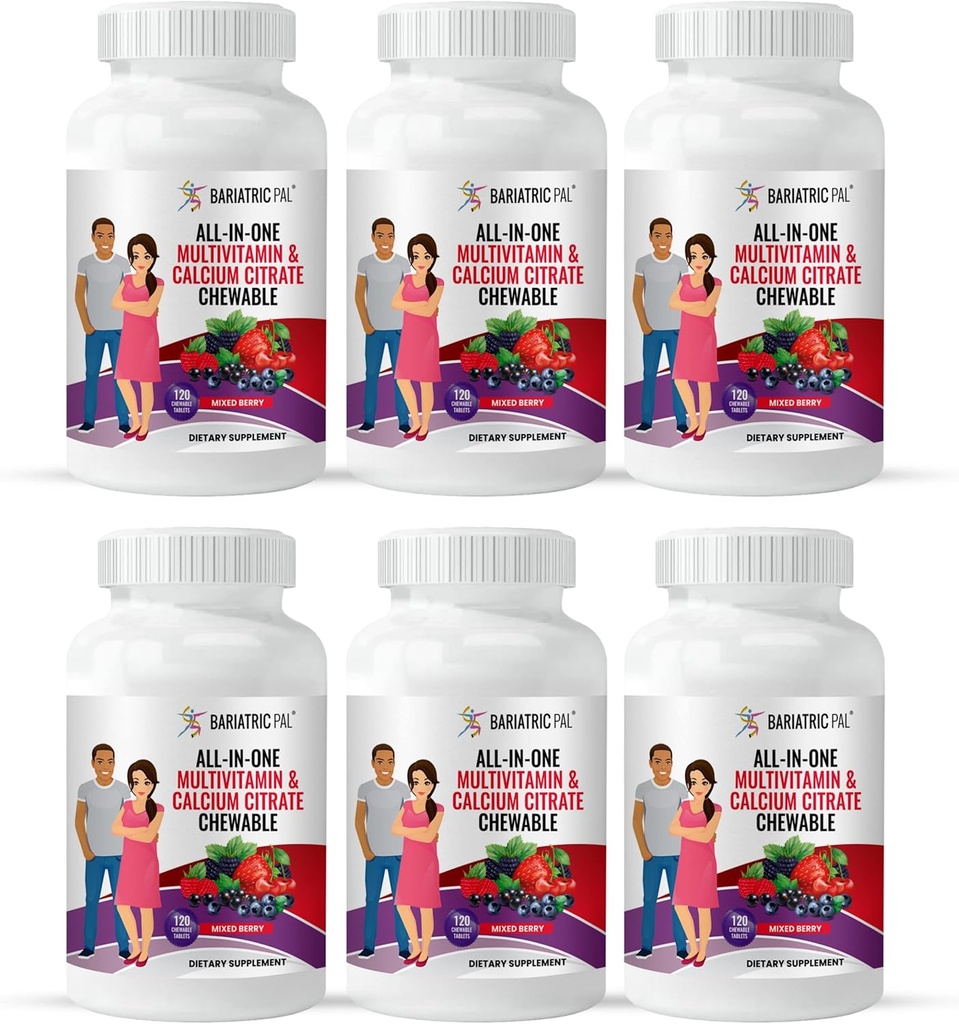 BariatricPal "All-in-ONE Chewable Multivitamin with Calcium Citrate & Iron - Mixed Berry (180-Day Supply)