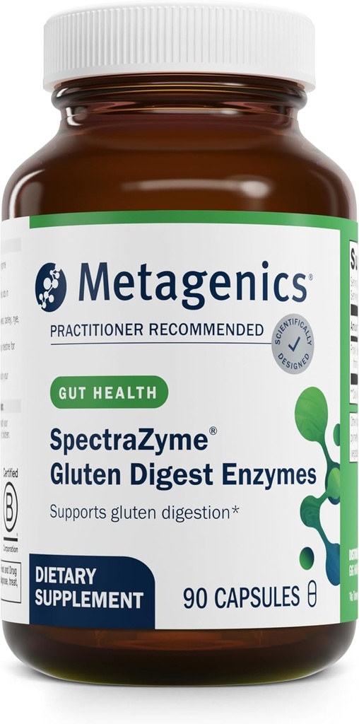 Metagenics SpectraZyme Gluten Digest Enzymes - Digestive Enzyme - Help Digest Wheat, Barley & Rye Grains* - Gut Health Supplement* - Non-GMO, Gluten-Free & Vegetarian