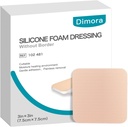 Dimora Silicone Foam Dressing Without Border 10 Pack- 3"x 3" Highly Absorbent Adhesive Waterproof Bandages for Wounds, Cuttable Pads for Wound Care and Dressings