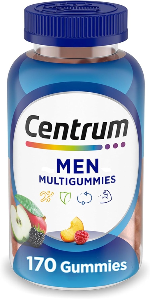 Centrum MultiGummies Gummy Multivitamin for Men, Multivitamin/Multimineral Supplement with Selenium, Antioxidants and Vitamin D3, Assorted Fruit Flavor - 170 Count