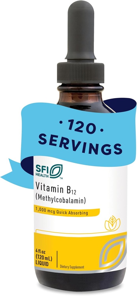 Klaire Labs Vitamin B12 Liquid - Methylcobalamin B12 Drops - Formulated for Superior Absorption - Support Healthy Cognition & Efficient Nutrient Delivery - Vegan (120 Servings, 4 Fl Oz)
