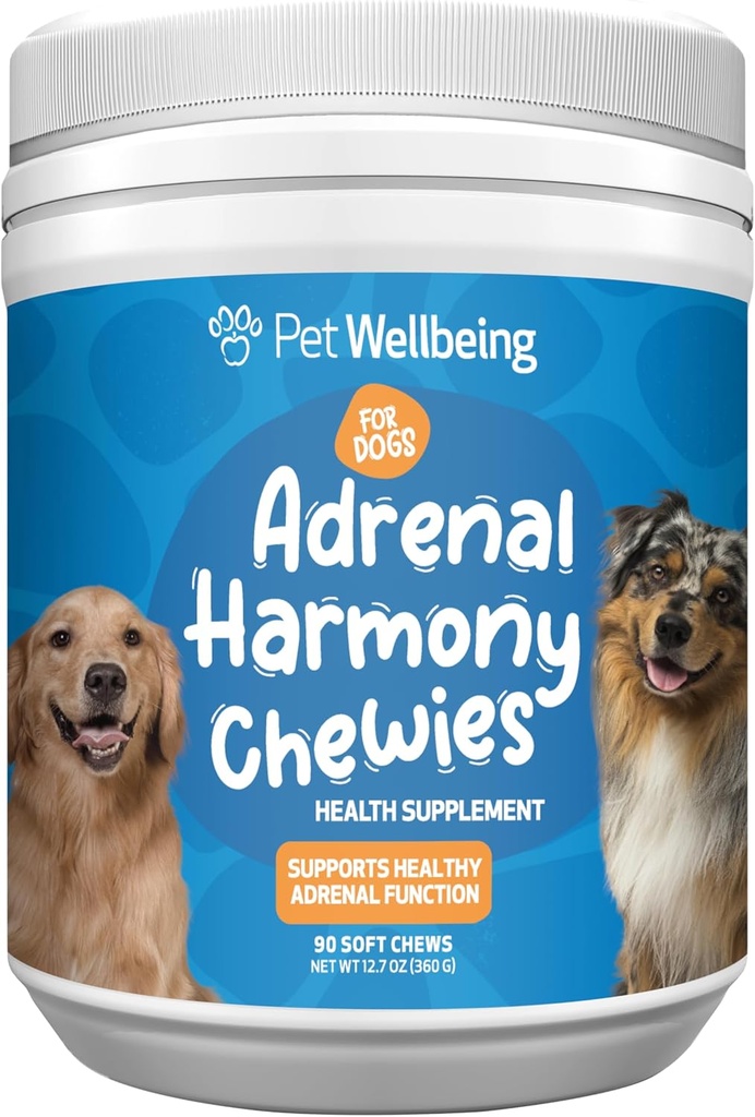 Pet Wellbeing Adrenal Harmony Chewies for Dogs - Vet-Formulated - Dog Adrenal Support, Cortisol Balance, Ashwagandha, Bacopa - Herbal Supplement (90 Soft Chews)