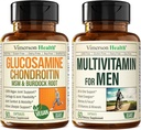 Vegan Glucosamine Chondroitin MSM Joint Support Supplement & Complete Multivitamin for Men