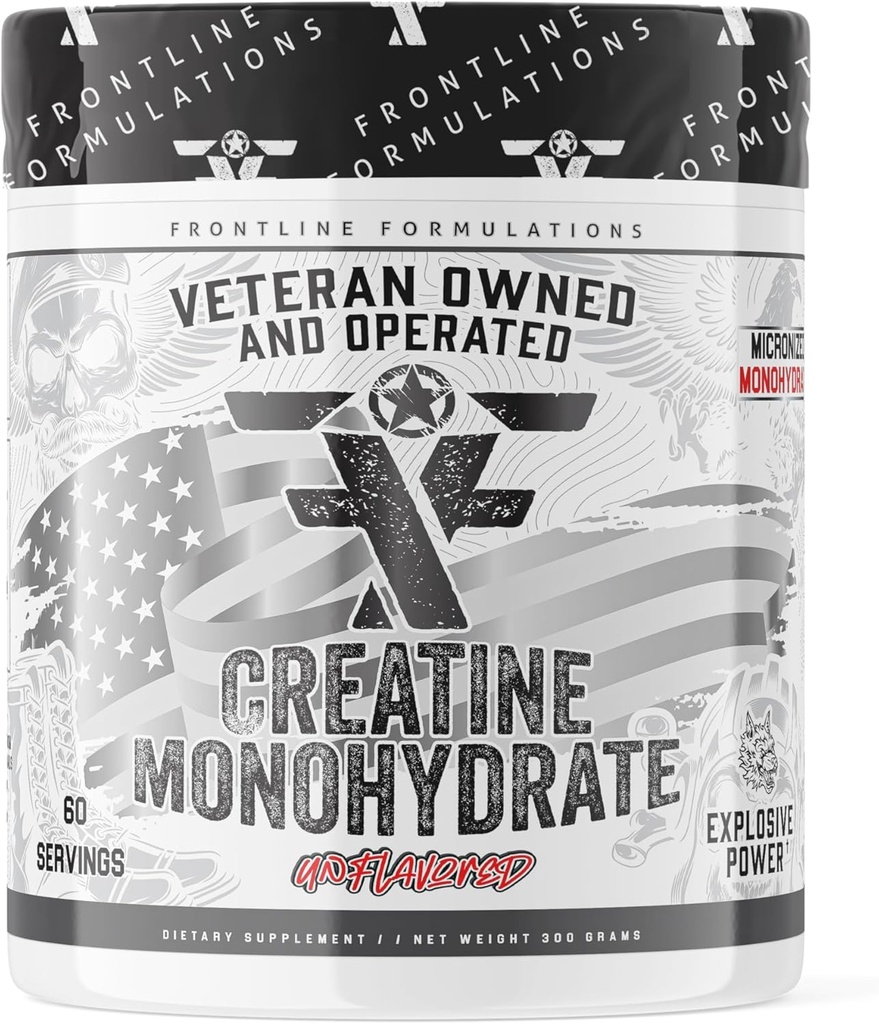 Creatine Monohydrate, Promotes Lean Muscle Growth, Unflavored, Aids Muscle Recovery, Post-Workout Supplement, Veteren Owned and Operated (60 Servings, Creatine Monohydrate)