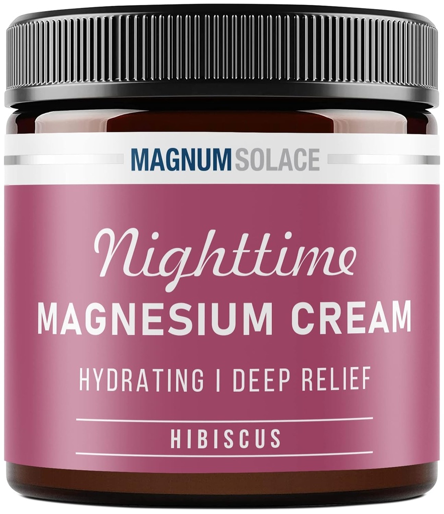 Magnesium Lotion – Hydrating Nighttime Cream Apply to Legs, Arms or Chest - Topical Chloride USA Made and Safe for Kids (Hibiscus)