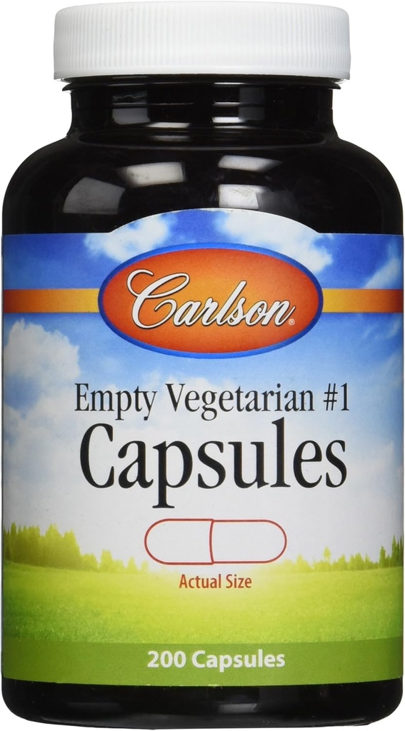Carlson Labs Medium or Small Empty Veg Capsules, 200 Count