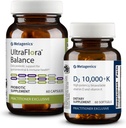 Metagenics Daily Gut and Immune Support Duo: UltraFlora Balance Probiotic for Digestive Health - 60 Capsules & Immune Support & Vitamin D3 10,000+ K - 60 Softgels